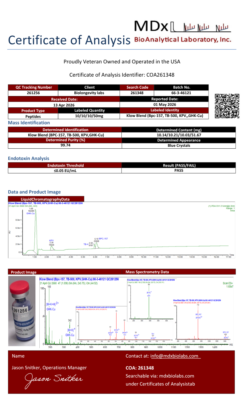 KLOW Blend (GHK-Cu, BPC-157, TB-500, KPV) 80mg - Image 3