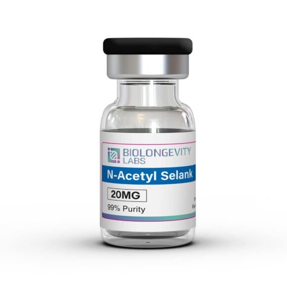 N-Acetyl Selank Amidate peptide vial used in neuroscience research for anxiety, cognition, and stress modulation studies