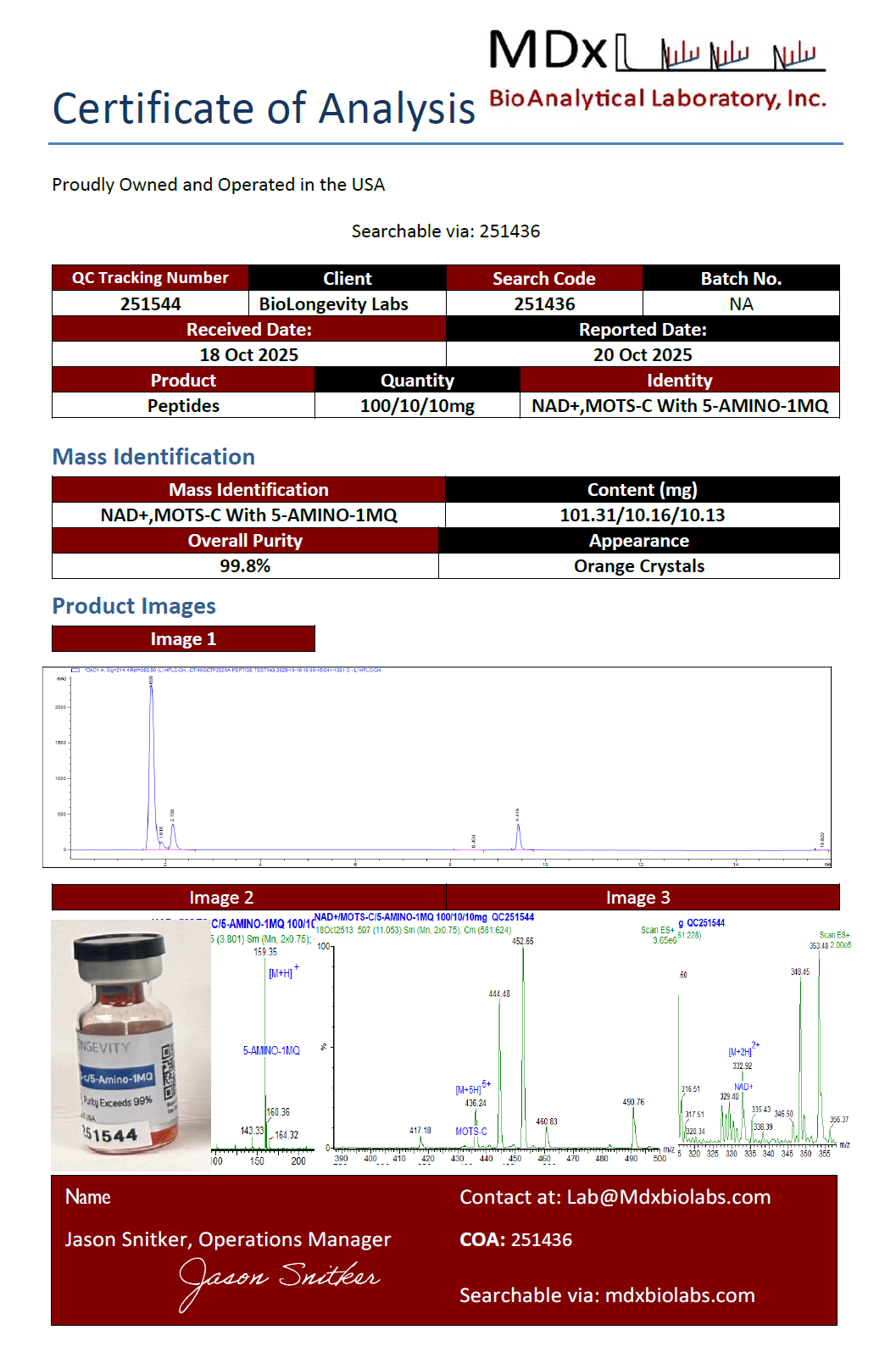 NAD+ / MOTS-c / 5-Amino-1MQ Peptide Blend 120mg - Image 3