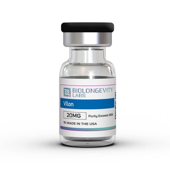 Vilon Peptide lyophilized research peptide vial for laboratory immune and longevity research